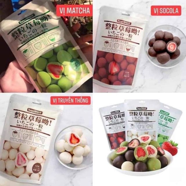 Gói kẹo socola nhân dâu tây sấy