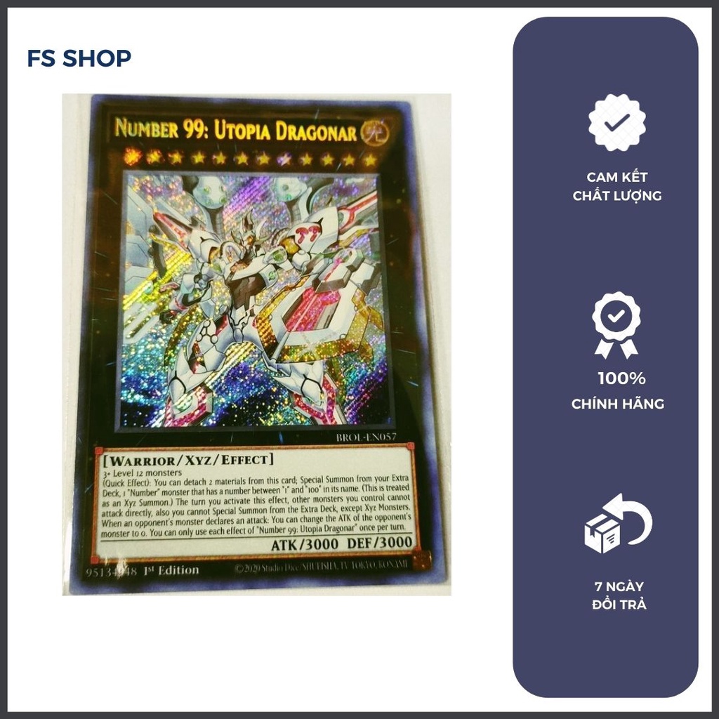 Thẻ bài Yugioh Chính Hãng Number 99: Utopia Dragonar – Secret Rare