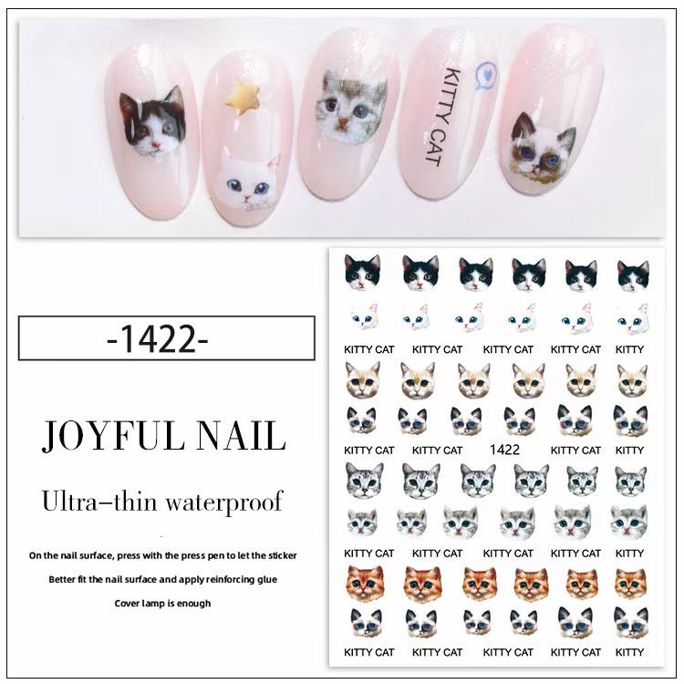 Sticker hình con mèo dễ thương, hình dán móng tay hình mèo dễ thương trang trí móng tay - Sushi Nail Mi