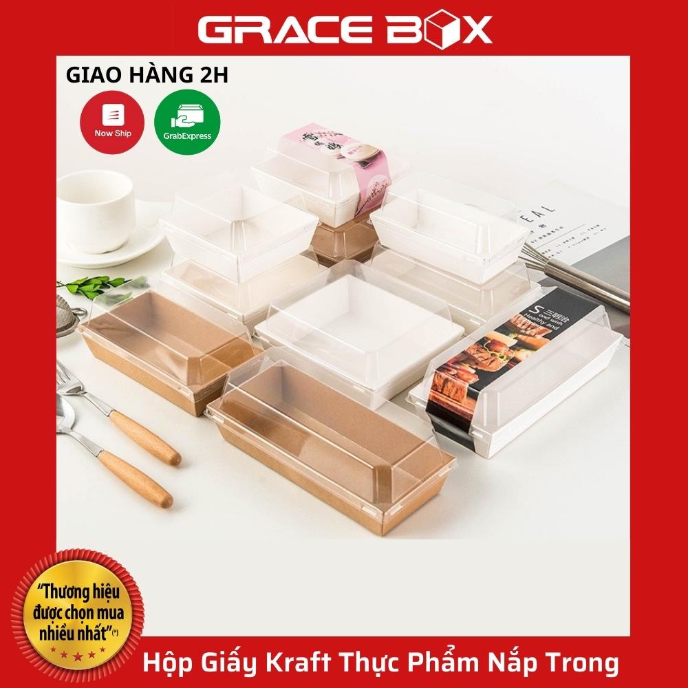 {Giá Sỉ} Lốc 10 Hộp Giấy Kraft Thực Phẩm Nắp Trong - Siêu Thị Bao Bì Grace Box