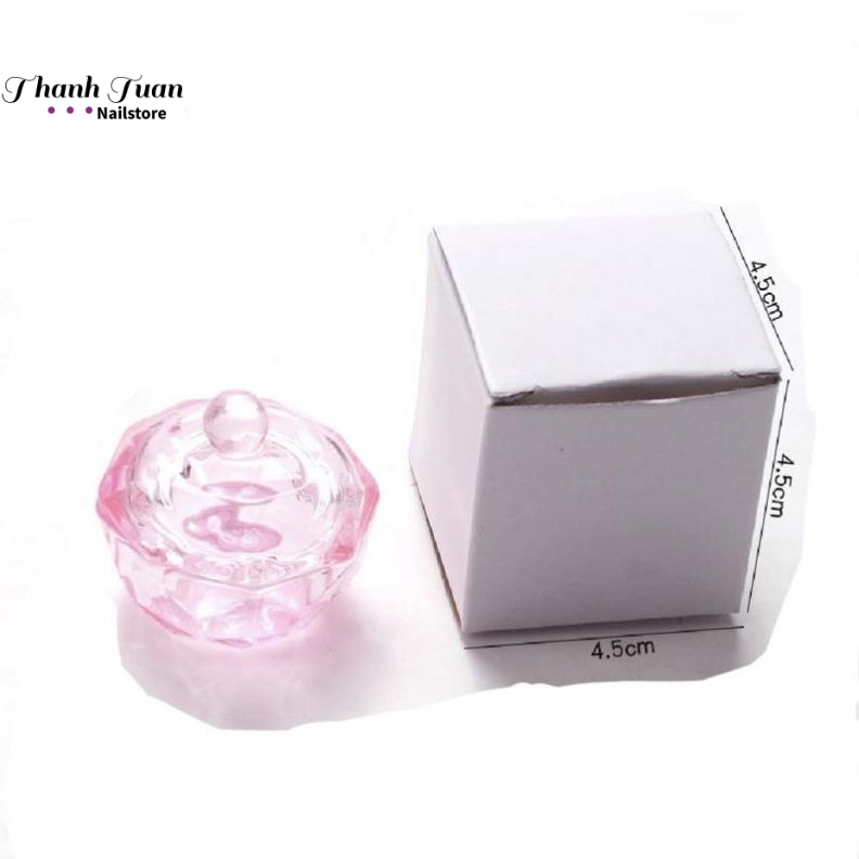 Cốc thuỷ tinh đựng dung dịch làm móng có nắp đậy  - Phụ kiện đồ nail