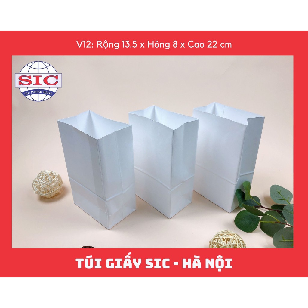 [SET 100 CHIẾC] TÚI GIẤY KRAFT V12: 13.5x8x22 MÀU TRẮNG KHÔNG QUAI ( ẢNH THẬT)