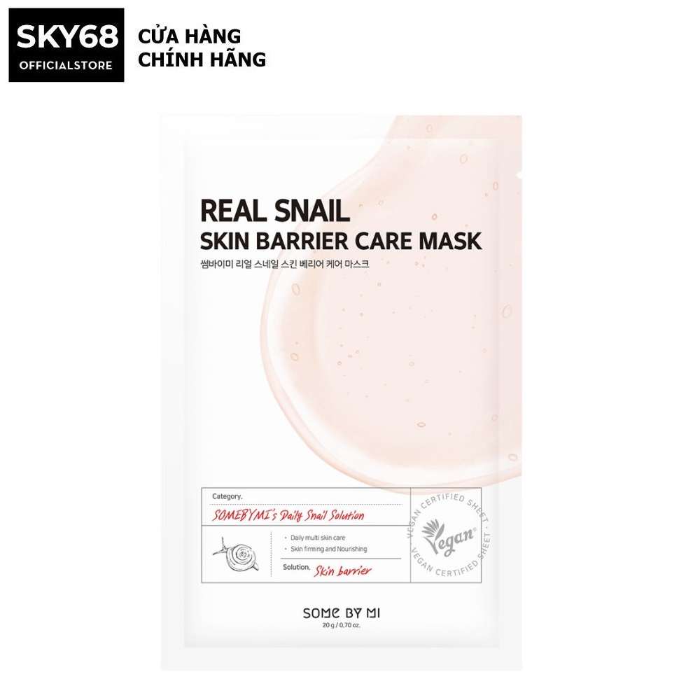 Mặt Nạ Hỗ Trợ Phục Hồi Da Chiết Xuất Từ Dịch Nhầy Ốc Sên Some By Mi Real Snail Skin Barrier Care Mask 20g - Snail