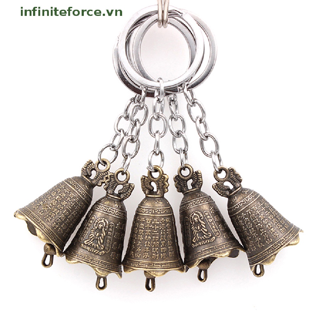 Chuông Phong Thủy Mini Điêu Khắc Hình Phật Cầu Nguyện Trung Hoa Cổ Điển