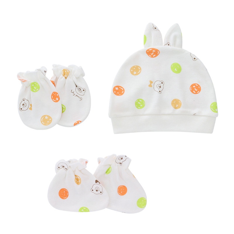 Bộ Găng Tay + Mũ + Vớ Bằng Cotton Mềm Chống Trầy Xước Cho Bé Chụp Ảnh Ban Đêm
