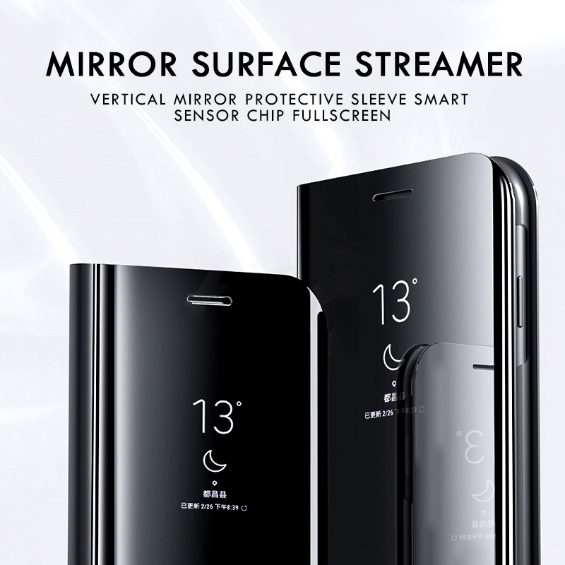 Bao Da Điện Thoại Nắp Lật Mặt Gương Thông Minh Cho samsung galaxy note 9 8 10 10 plus s6 s7 Ốp