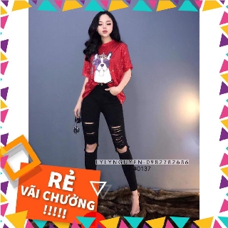 - Quần jean nữ rách bụi