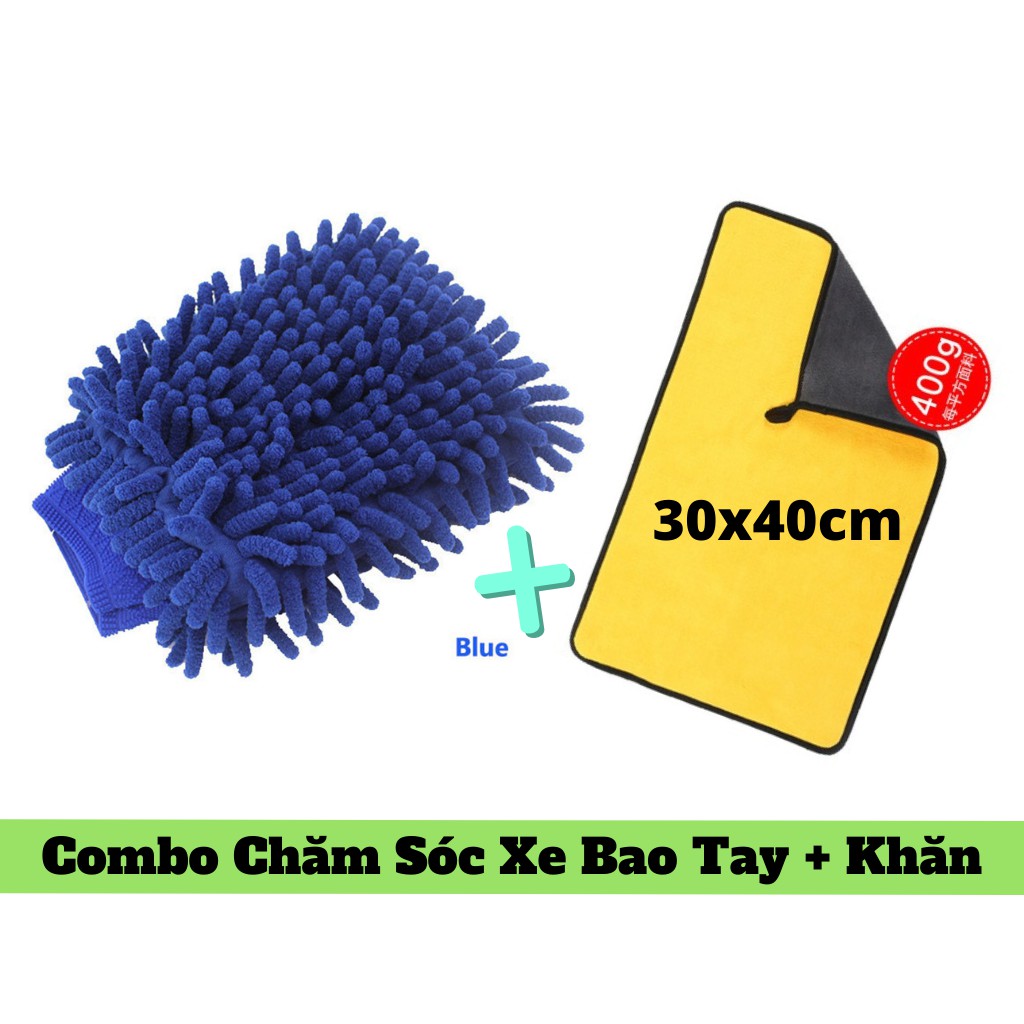 Combo Chăm Sóc Xe Bao Tay Rửa Xe Kèm Khăn Lau Xe
