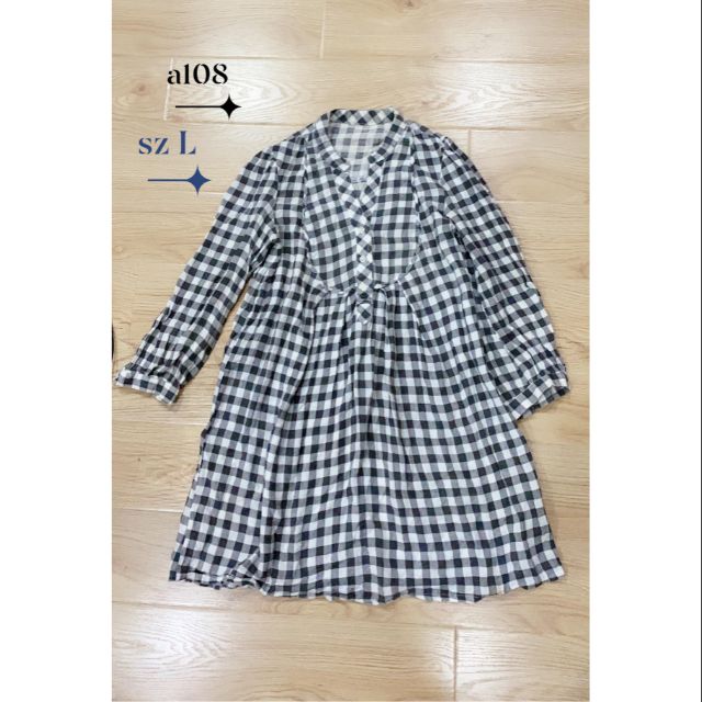 Áo sơmi caro dáng dài size L. A108