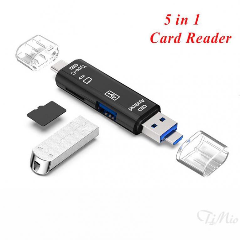 USB 2.0 đa năng 5 trong 1 đầu đọc thẻ nhớ Micro SD cổng kết nối OTG USB micro USB Android Type C