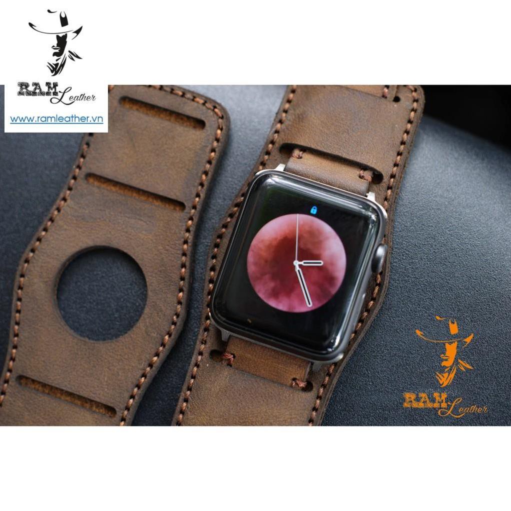 DÂY APPLE WATCH DA BÒ NÂU ĐẤT KÈM BUNDSTRAP B2 CHỐNG MỒ HÔI CHO APPLE WATCH- ĐỦ SIZE APPLE WATCH 38/40/42/44 +