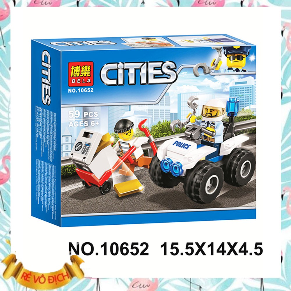 [ XẢ KHO LEGO ] ⚡ SIÊU GIẢM GIÁ ⚡Bộ Đồ Chơi lego Lắp Ráp Mô Hình Cảnh Sát Bole 10652 gồm 59pcs