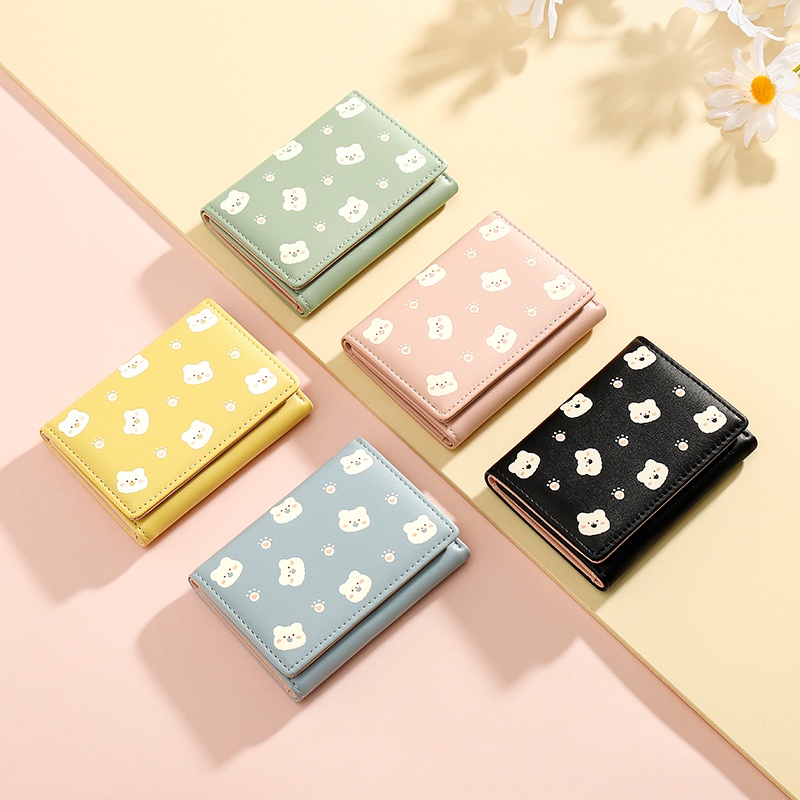 Ví ngắn đựng thẻ BAELLERRY sức chứa lớn thiết kế gập ba thời trang cho học sinh