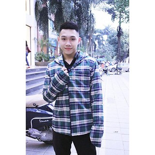 Áo Chống Nắng Nam 2 Lớp Vải Kẻ Thô Tặng Kèm Khẩu Trang