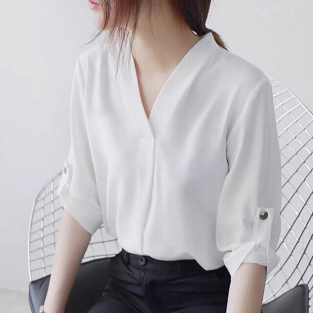 Áo sơ mi cổ chữ V phong cách hàn quốc-TT080