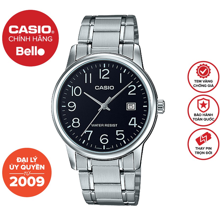 Đồng hồ Nam dây thép Casio MTP-V002 chính hãng bảo hành 1 năm Pin trọn đời