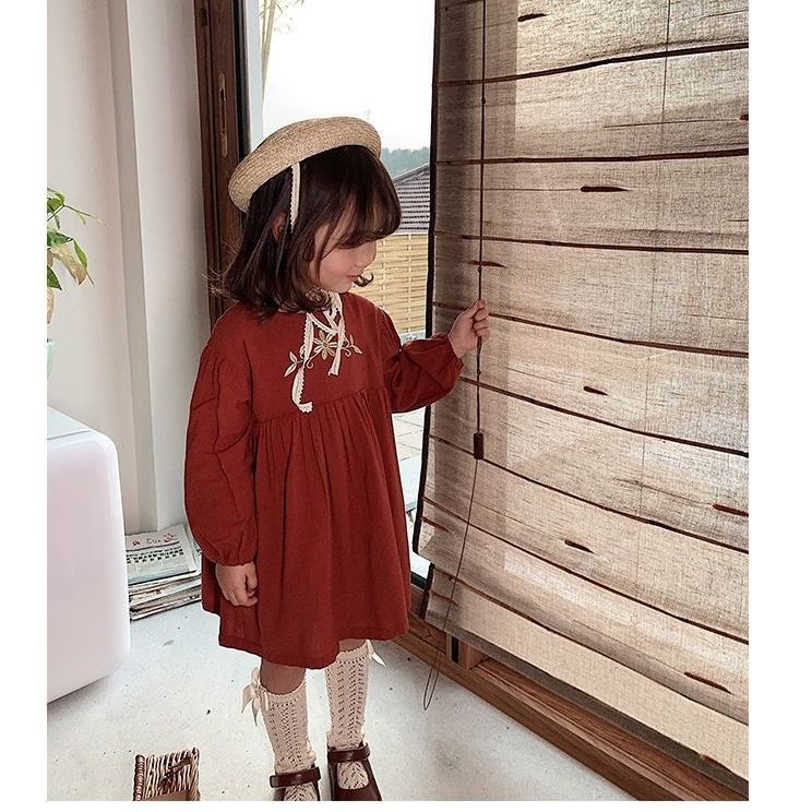 [Babycat] Hàng Có Sẵn Đầm Mori Thêu Họa Tiết Phong Cách Mori Hàn Quốc Nhật Bản Kiểu Mới Mùa Thu Cho Nữ