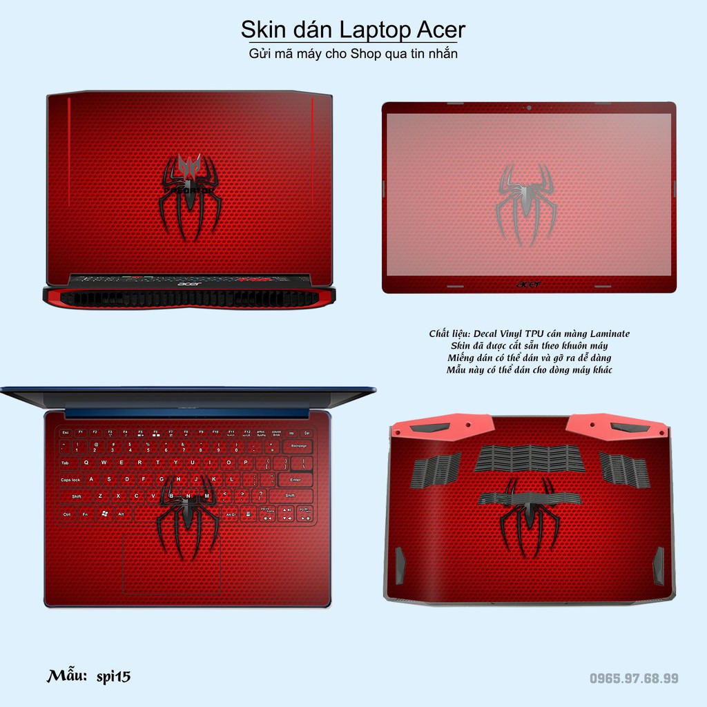 Skin dán Laptop Acer in hình người nhện Spiderman (inbox mã máy cho Shop)