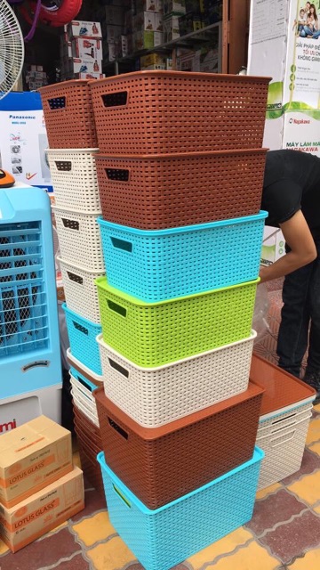 Giỏ Đan có nắp size trung