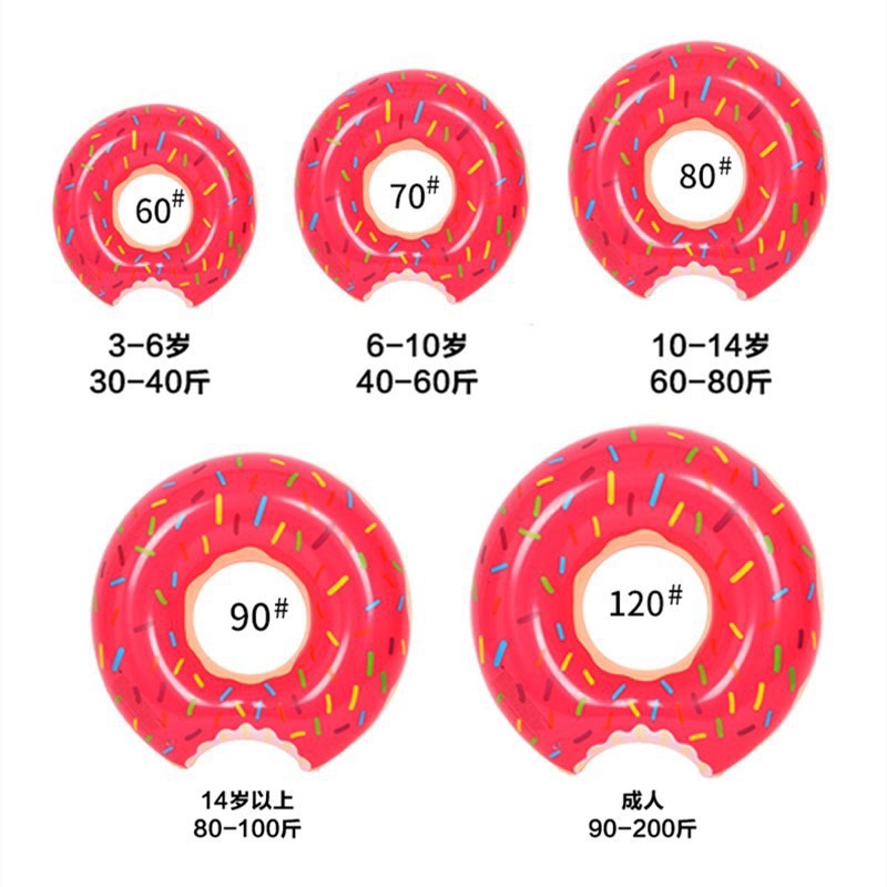 Size 25-65kg, Phao bơi cho bé lớn, phao tròn donut dành cho trẻ em, người lớn, dày dặn chống lật an toàn