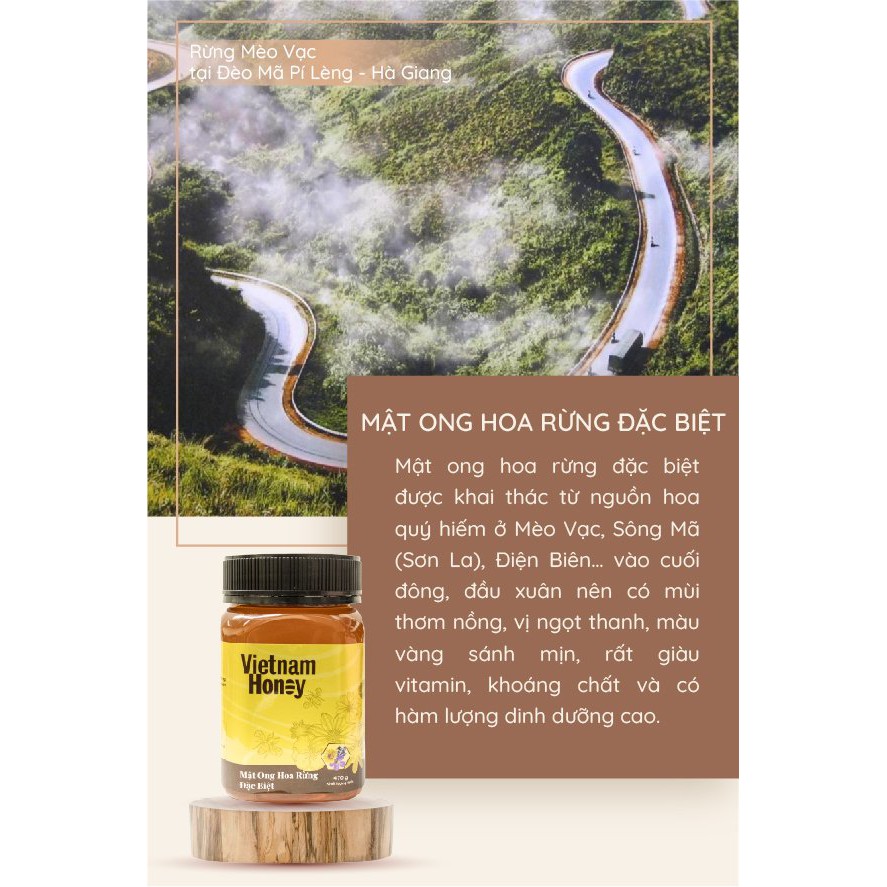 Hộp Quà 5 loại Mật ong Vietnamhoney Beera quà tặng sức khỏe (5 lọ x470g)