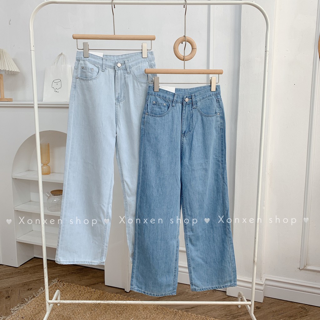 Quần jean nữ ống rộng, quần bò ống đứng chuẩn form XONXEN SHOP size S M L mã 8051