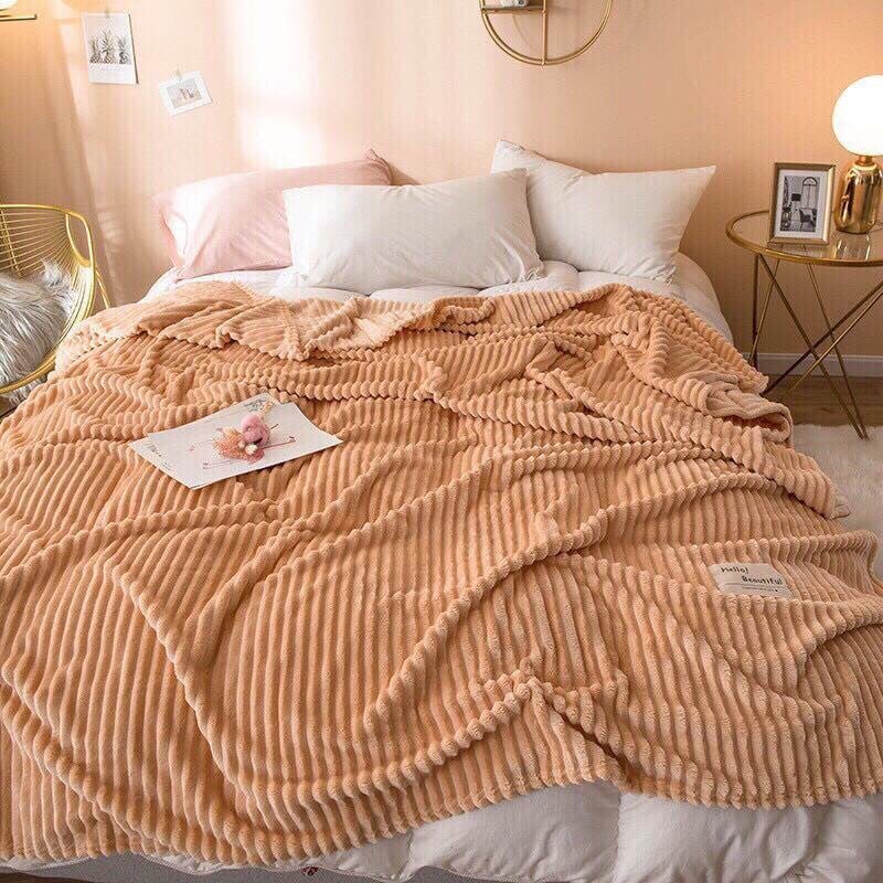 Chăn hè thu tuyết nhung kẻ tăm cao cấp siêu nhẹ mềm mịn