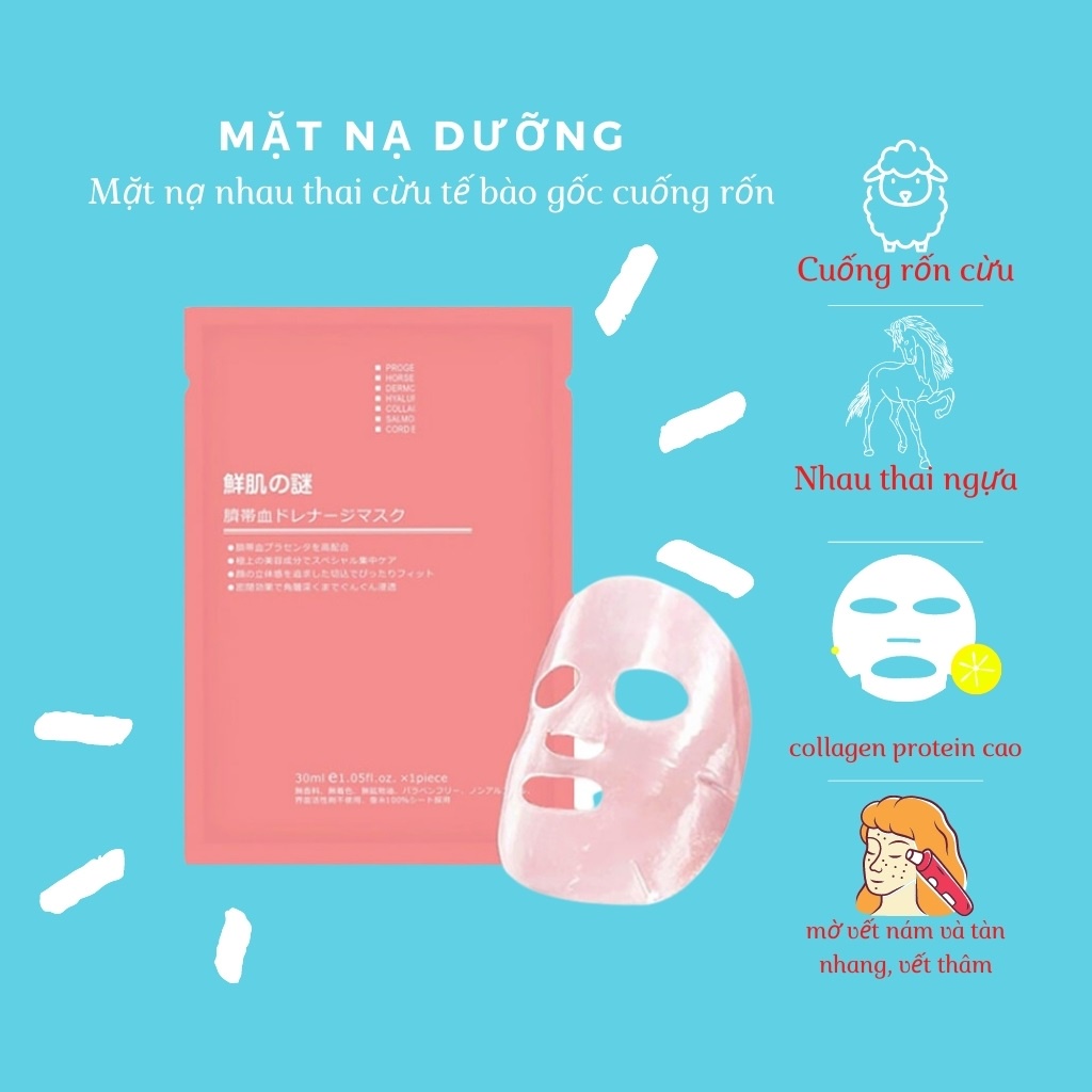 Mặt nạ nhau thai cừu tế bào gốc cuống rốn Rwine Beauty Stem Cell Placenta Mask và mặt nạ Naruko Nhật Bản