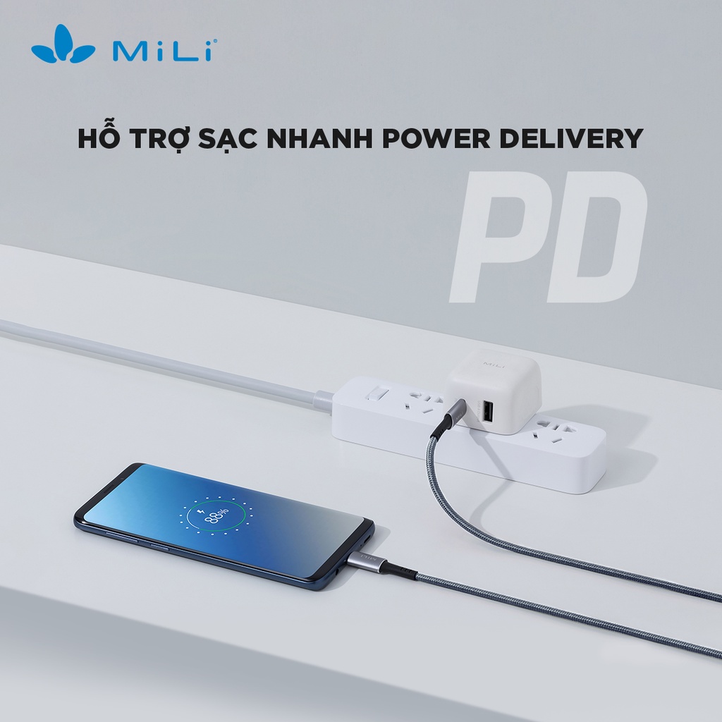 Dây sạc nhanh Type-C to Type-C MILI HX-L07 bện dù, chống gãy rồi - Bảo hành 24 tháng