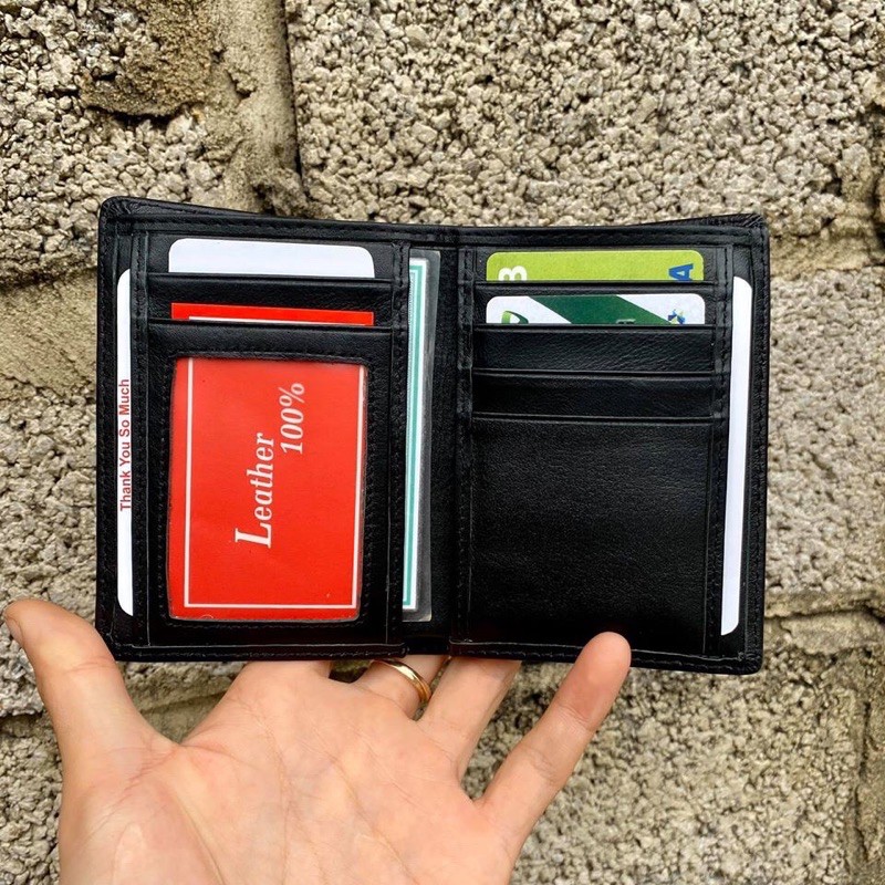 ví nam da nappa khắc tên theo yêu cầu  hàng nhập khẩu có dây kéo LC003 -BH1 năm -có hộp