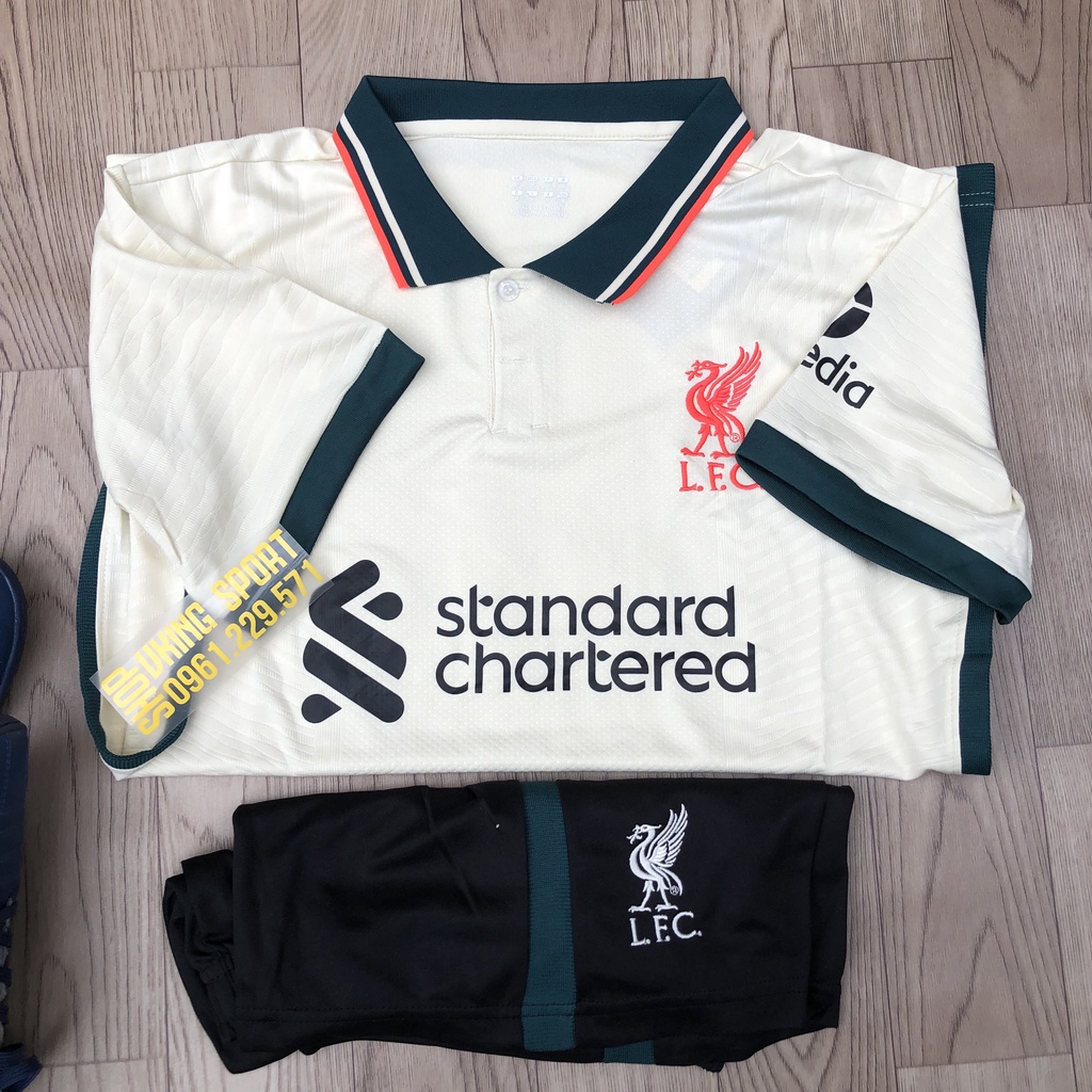 Áo Liverpool 2022 | Bộ Quần Áo Bóng Đá CLB Liverpool 2021/2022 Sân Khách Màu Vàng Nhạt