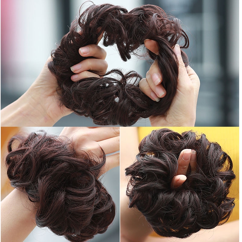Dây thun cột tóc kiểu tóc giả bằng sợi tổng hợp cho nữ