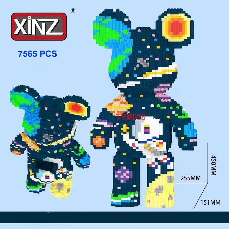 Le.go Gấu Bearbrick 45cm phi hành gia Đồ chơi Xếp hình lắp ráp mô hình cỡ lớn Hàng Đẹp bear bricK có tặng búa