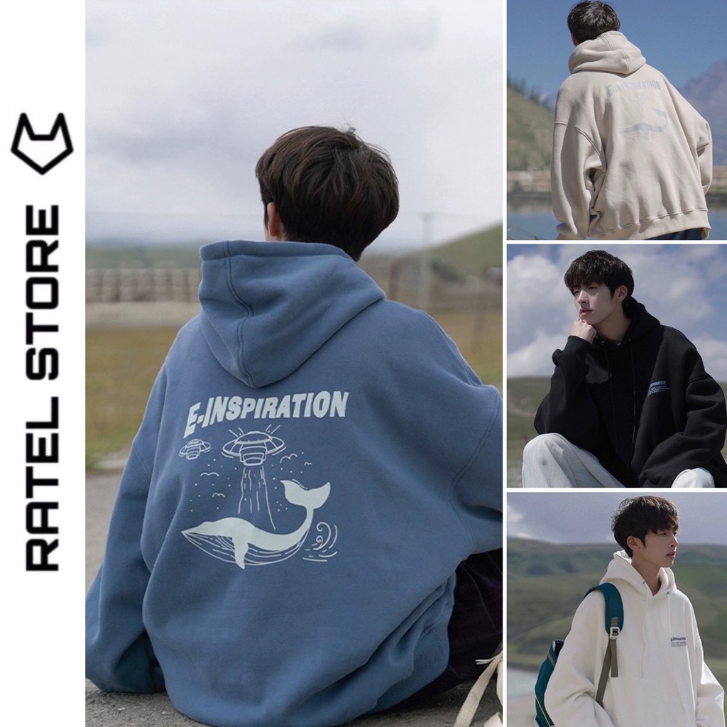 Áo Hoodie Local Brand Nỉ Bông Thu Đông E-inspiration CÁ VOI Unisex Nam Nữ Ulzzang