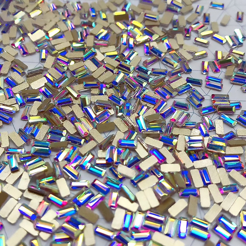 Bộ 50 Hạt Đá 3D Dài Mặt Kính Phẳng Tự Trang Trí Móng Tay