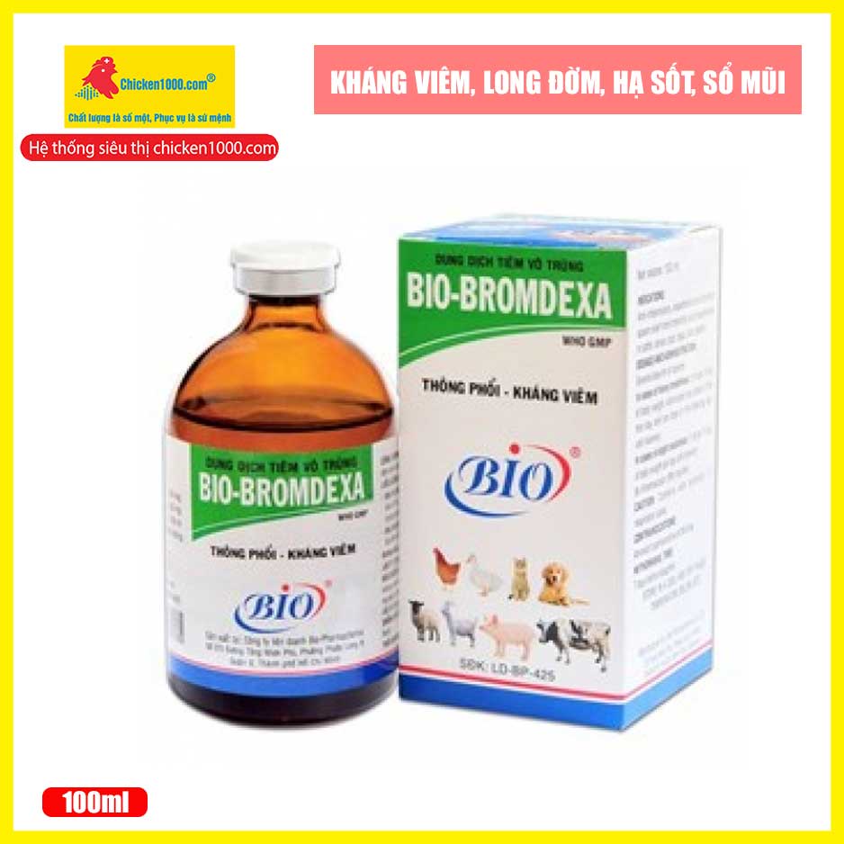 Thú Y Bio Bromdexa Khó Thở, Hết Long Đờm Cho Vật Nuôi Gà, Vịt, Heo, Bò, Dê