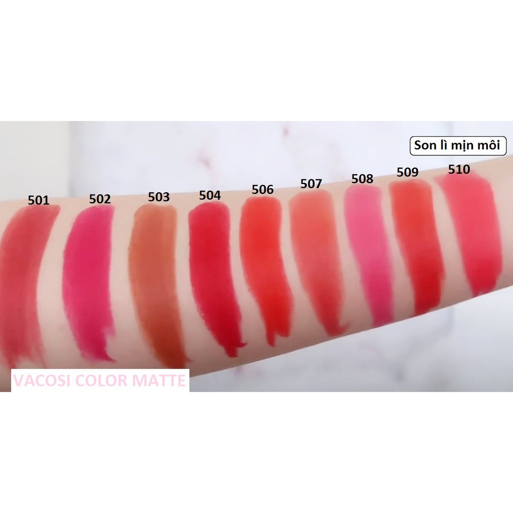 Son lì mịn môi VACOSI MATTE LIPSTICK che vân môi độ bám màu đến 12H