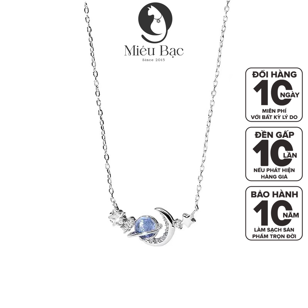 Dây chuyền bạc nữ thiên hà mặt trăng đá moonstone chất liệu bạc S925 thời trang phụ kiện trang sức Miêu Bạc D000084