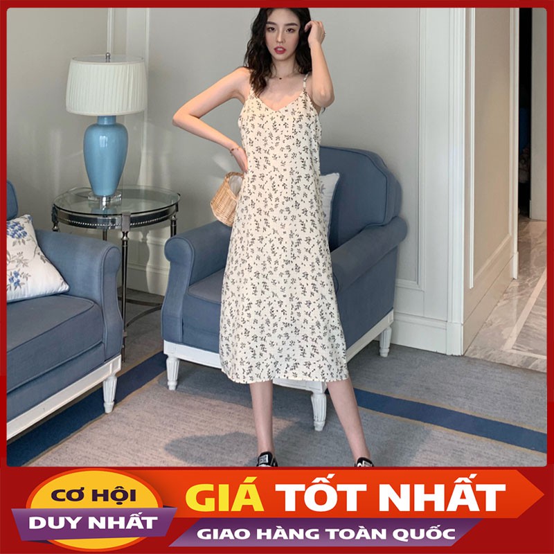 Váy Nữ 2 Dây Dáng Dài Họa Tiết Xẻ 2 Bên Chất Bao Đẹp M2157-Violet