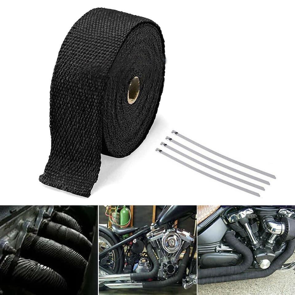 Vải cuốn pô chịu nhiệt 5m, 10m / cuộn , chồng nóng sợi thủy tinh dành cho xe máy classic, 67, win..