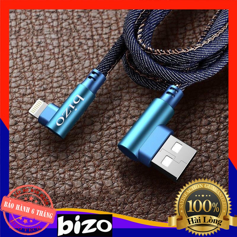 (BẢO HÀNH 12 THÁNG - CHỐNG GÃY) Dây sạc cáp iphone, samsung, USB Type C đầu chữ L Bizo T1