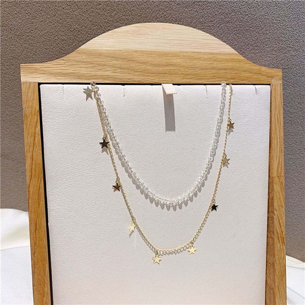 Vòng cổ nhiều lớp đính hạt trong suốt hình ngôi sao thời trang cho nữ