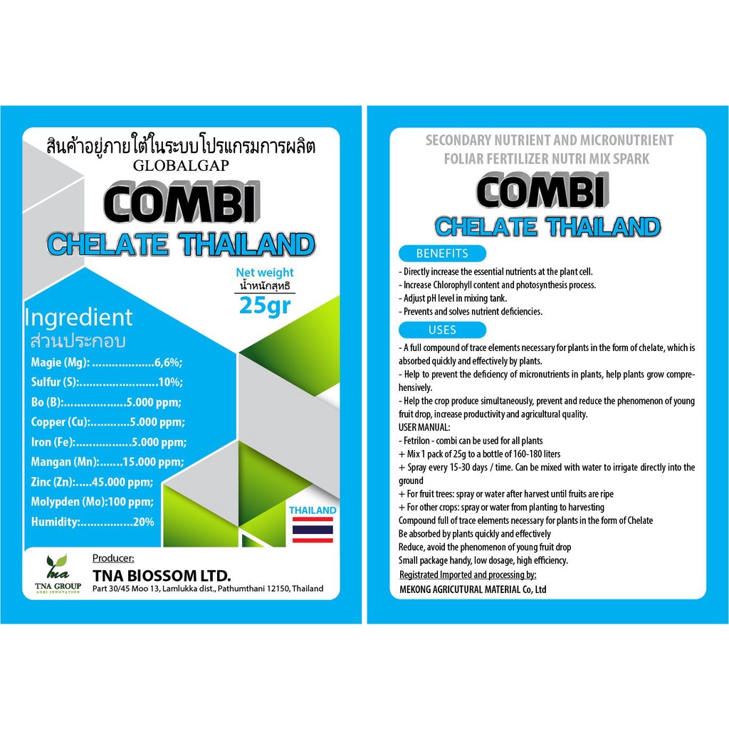 Phân bón lá vi lượng COMBI  CHELATE THAI LAN gói 25 gram