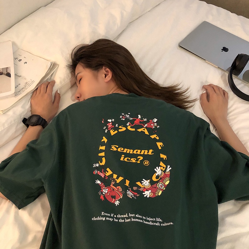 Áo Thun Ngắn Tay In Họa Tiết Graffiti Thời Trang Mùa Hè Hàn Quốc 2022 Cho Nữ