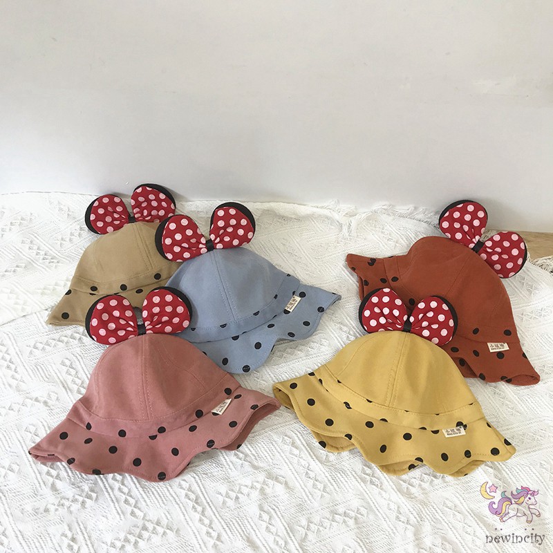 Mũ đính nơ in họa tiết hoạt hình phong cách Hàn Quốc đáng yêu cho bé trai và gái