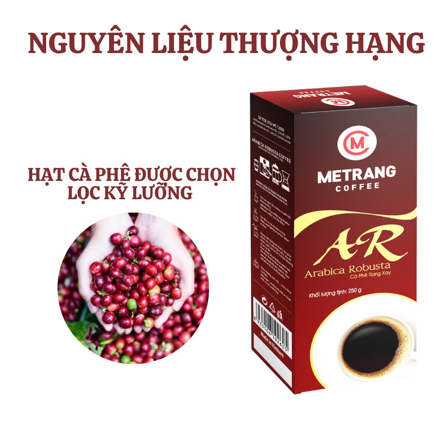 Cà phê Mê Trang Arabica Robusta (AR) - Hộp 250g rang xay hút chân không