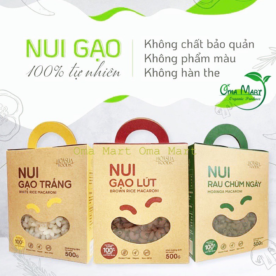 Nui gạo rau chùm ngây nui trắng nui lứt Hoa Sữa 500g