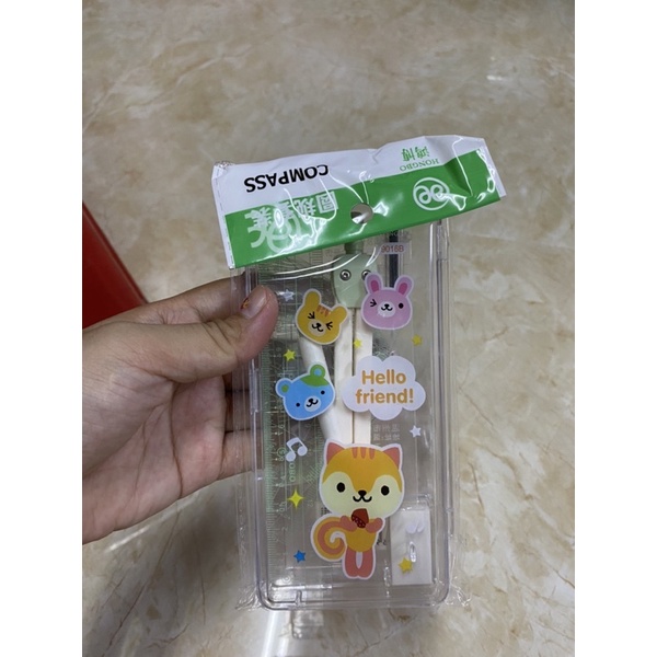 Bộ compa eke, thước kẻ 8 món gồm cả hộp
