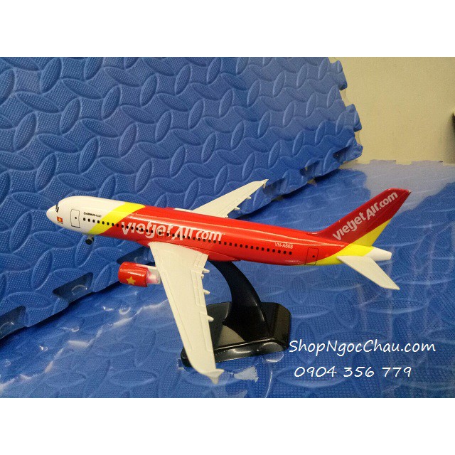 Mô hình máy bay tĩnh Airbus A320 Vietjet Air 20cm có bánh xe