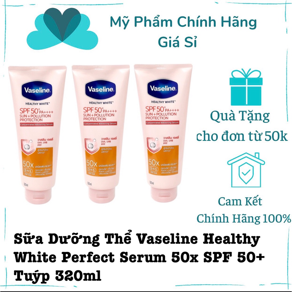 Sữa Dưỡng Thể Vaseline Healthy White Perfect Serum 50x SPF 50+ Tuýp 320ml